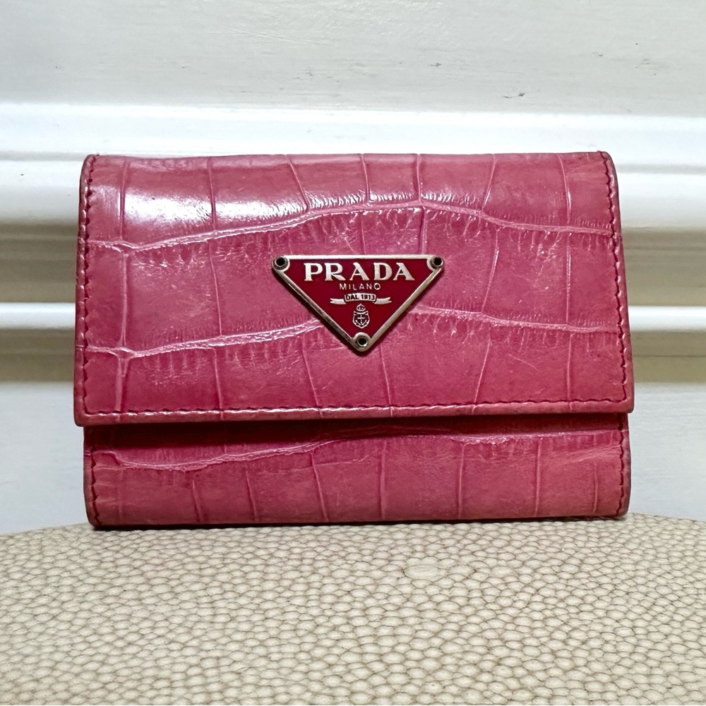 Prada Pink Crocodile 6 Key Holder Wallet
